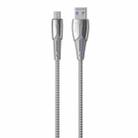 WK WDC-085 3A Micro USB Goldsim Aluminum Alloy Charging Data Cable, Length: 1.2m(Silver) - 1