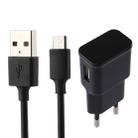 5V 2.1A Intelligent Identification USB Charger with 1m USB to Micro USB Charging Cable, EU Plug, For Samsung / Huawei / Xiaomi / Meizu / LG / HTC and Other Smartphones(Black) - 1