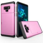 Shockproof Rugged Armor Protective Case for Galaxy Note 9, with Card Slot(Pink) - 1