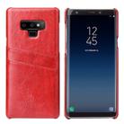 Fierre Shann Retro Oil Wax Texture PU Leather Case for Galaxy Note9, with Card Slots(Red) - 1