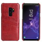 Fierre Shann Retro Oil Wax Texture PU Leather Case for Galaxy S9+, with Card Slots(Red) - 1
