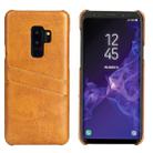 Fierre Shann Retro Oil Wax Texture PU Leather Case for Galaxy S9, with Card Slots(Yellow) - 1