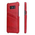 Fierre Shann Retro Oil Wax Texture PU Leather Case for Galaxy S8, with Card Slots(Red) - 1