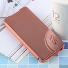 PU Electroplating Mirror Horizontal Flip Leather Case for Galaxy S10, with Holder (Rose Gold) - 1