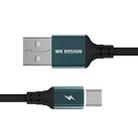 WK WDC-073 1m 2.4A Output Smart Series  USB to USB-C / Type-C Auto Cutout Data Sync Charging Cable (Black) - 1