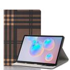 For Galaxy Tab S6 T860 / T865 Plaid Texture Horizontal Flip Leather Case with Holder & Card Slots & Wallet (Coffee) - 1