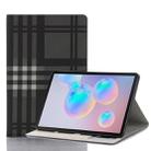 For Galaxy Tab S6 T860 / T865 Plaid Texture Horizontal Flip Leather Case with Holder & Card Slots & Wallet (Grey) - 1
