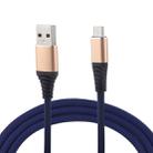1m Cloth Braided Cord USB A to Micro USB Data Sync Charge Cable, For Galaxy, Huawei, Xiaomi, LG, HTC and Other Smart Phones (Dark Blue) - 1