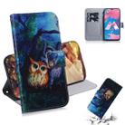 Oil Painting Owl Pattern Coloured Drawing Horizontal Flip Leather Case for Galaxy M30, with Holder & Card Slots & Wallet - 1
