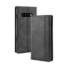 Magnetic Buckle Retro Texture Horizontal Flip Leather Case for Galaxy S10, with Holder & Card Slots & Wallet (Black) - 1