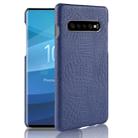 Shockproof Crocodile Texture PC + PU Case for Galaxy S10+ (Blue) - 1