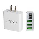 CYKE HKL-USB32 5V 3A 3-Port USB Wall Charger Travel Charger with Digital Display, US Plug - 1