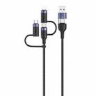 USAMS US-SJ547 U62 USB + Type-C / USB-C toType-C / USB-C + 8 Pin + Micro Aluminum Alloy PD Fast Charging Data Cable, Length: 1.2m(Black) - 1