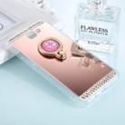 For Galaxy A7 (2017) Diamond Encrusted Electroplating Mirror Protective Cover Case with Ring Holder(Rose Gold) - 1
