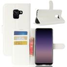 For Galaxy A8 (2018) Litchi Texture Horizontal Flip Leather Case with Holder & Card Slots & Wallet(White) - 1