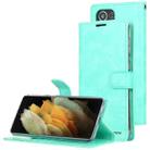 For Samsung Galaxy S21 Ultra 5G GOOSPERY BLUE MOON Crazy Horse Texture Horizontal Flip Leather Case With Bracket & Card Slot & Wallet(Mint Green) - 1