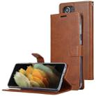 For Samsung Galaxy S21 Ultra 5G GOOSPERY BLUE MOON Crazy Horse Texture Horizontal Flip Leather Case With Bracket & Card Slot & Wallet(Brown) - 1