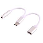 USB-C / Type-C Male to 3.5mm Female & Type-C Female Audio Adapter(Silver) - 1