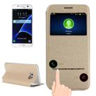 For Galaxy S7 / G930 Horizontal Flip Leather Case with Holder & Call Display ID (Gold) - 1