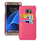 For Galaxy S7 Edge / G935 Litchi Texture Fashion Genuine Leather Back Cover Case with Card Slots(Magenta) - 1