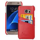 For Galaxy S7 / G930 Litchi Texture Fashion Genuine Leather Back Cover Case with Card Slots(Red) - 1
