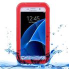 For Galaxy S7 / G930 IPX8 Plastic + Silicone Transparent Waterproof Protective Case with Lanyard (Red) - 1
