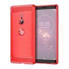 Brushed Texture Carbon Fiber Shockproof TPU Case for Sony Xperia XZ3(Red) - 1