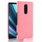 Shockproof Crocodile Texture PC + PU Case for Sony Xperia 1 (Pink) - 1