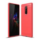 Brushed Texture Carbon Fiber Shockproof TPU Case for Sony Xperia XZ4 / Xperia 1 (Red) - 1