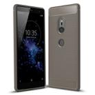 For Sony Xperia XZ2 Brushed Texture Carbon Fiber Shockproof TPU Protective Back Case(Grey) - 1