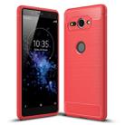 For Sony Xperia XZ2 Compact Brushed Texture Carbon Fiber Shockproof TPU Protective Back Case (Red) - 1