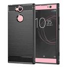 For Sony Xperia XA2 Brushed Texture Carbon Fiber Shockproof TPU Protective Back Case(Black) - 1