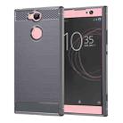 For Sony Xperia XA2 Brushed Texture Carbon Fiber Shockproof TPU Protective Back Case (Grey) - 1