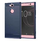 For Sony Xperia XA2 Brushed Texture Carbon Fiber Shockproof TPU Protective Back Case (Navy Blue) - 1