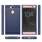 For Sony Xperia XA2 Brushed Texture Carbon Fiber Shockproof TPU Protective Back Case (Navy Blue) - 2