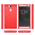 For Sony Xperia XA2 Brushed Texture Carbon Fiber Shockproof TPU Protective Back Case (Red) - 2