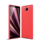 Brushed Texture Carbon Fiber Soft TPU Case for Sony Xperia 10(Red) - 1