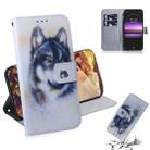 White Wolf Pattern Coloured Drawing Horizontal Flip Leather Case for Sony Xperia 1, with Holder & Card Slots & Wallet - 1