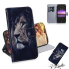 Lion Pattern Coloured Drawing Horizontal Flip Leather Case for Sony Xperia 1, with Holder & Card Slots & Wallet - 1