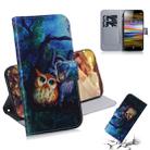 Oil Painting Owl Pattern Coloured Drawing Horizontal Flip Leather Case for Sony Xperia L3, with Holder & Card Slots & Wallet - 1