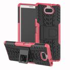 Tire Texture TPU+PC Shockproof Case for Sony Xperia XA3, with Holder (Pink) - 1