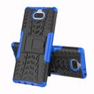 Tire Texture TPU+PC Shockproof Case for Sony Xperia XA3, with Holder (Blue) - 2