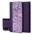 Crocodile Texture Glitter Powder Horizontal Flip Leather Case for Sony Xperia L3, with Card Slots & Holder (Purple) - 1