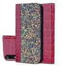 Crocodile Texture Glitter Powder Horizontal Flip Leather Case for Sony Xperia L3, with Card Slots & Holder (Wine Red) - 1