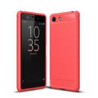 Brushed Texture Carbon Fiber Shockproof TPU Case for Sony Xperia XZ4 Compact (Red) - 1