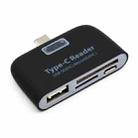 TF + SD Card + USB Port to USB-C / Type-C Adapter Card Reader Connection Kit with LED Indicator Light(Black) - 1