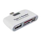 TF + SD Card + USB Port to USB-C / Type-C Adapter Card Reader Connection Kit with LED Indicator Light(White) - 1