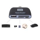 Micro SD + SD + USB 2.0 + Micro USB Port to Micro USB OTG Smart Card Reader Connection Kit with LED Indicator Light(Black) - 9