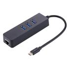 USB-C / Type-C to 3 USB 3.0 Ports HUB + RJ45 High Speed Gigabit Ethernet Adapter Multi-function LAN Adapter - 1