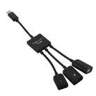 Portable USB-C / Type-C Male to Dual USB Ports Female + Micro USB Female Mini Cable Hub Splitter Adapter - 3